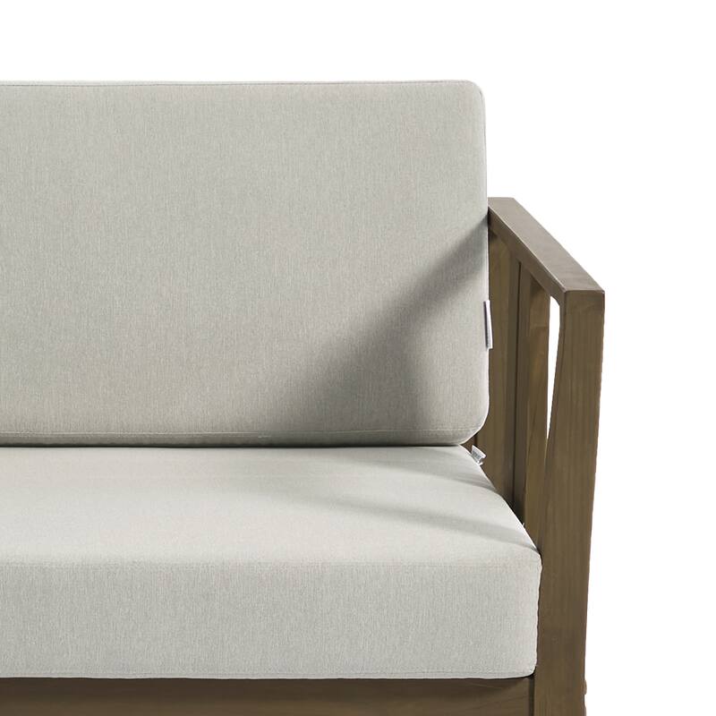 Casual 53"W Outdoor Patio Loveseat Set In Solid Teak Wood with Cushion