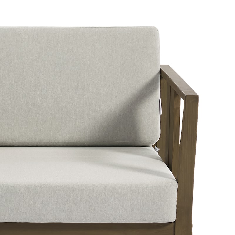 Casual Teak Wood Outdoor Patio Loveseat with Cushions