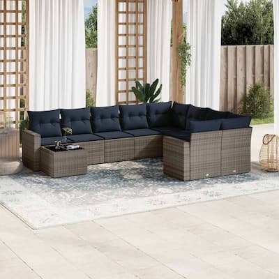 vidaXL 10 Piece Patio Sofa Set with Cushions Poly Rattan (US only)
