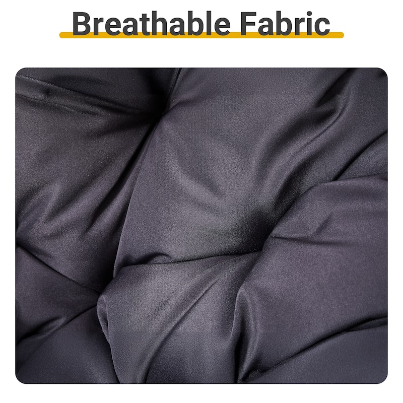 38 Inch Wicker Papasan Chair with Rotating Cushioned Seat - 38" x 33.5" x 32"