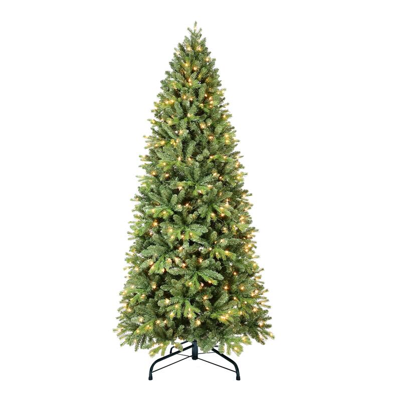 6FT Christmas Tree with 1032 Tips and 300 Warm White LED Lights-PVC+PE Mixed Branches,Hinged Structure for Easy Setup