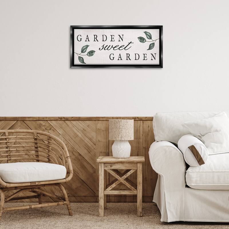 Stupell Sweet Garden Sign Framed Floater Canvas Wall Art Design By Lil' Rue