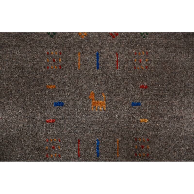 Tribal Gabbeh Indian Area Rug Hand-Knotted Oriental Wool Carpet - 8'1" x 9'10"