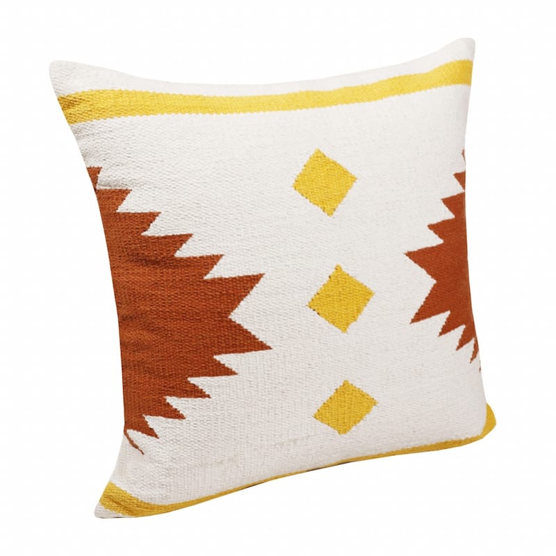 20" Yellow and White Throw Pillow - 20.00 in. x 20.00 in. x 4.00 in.