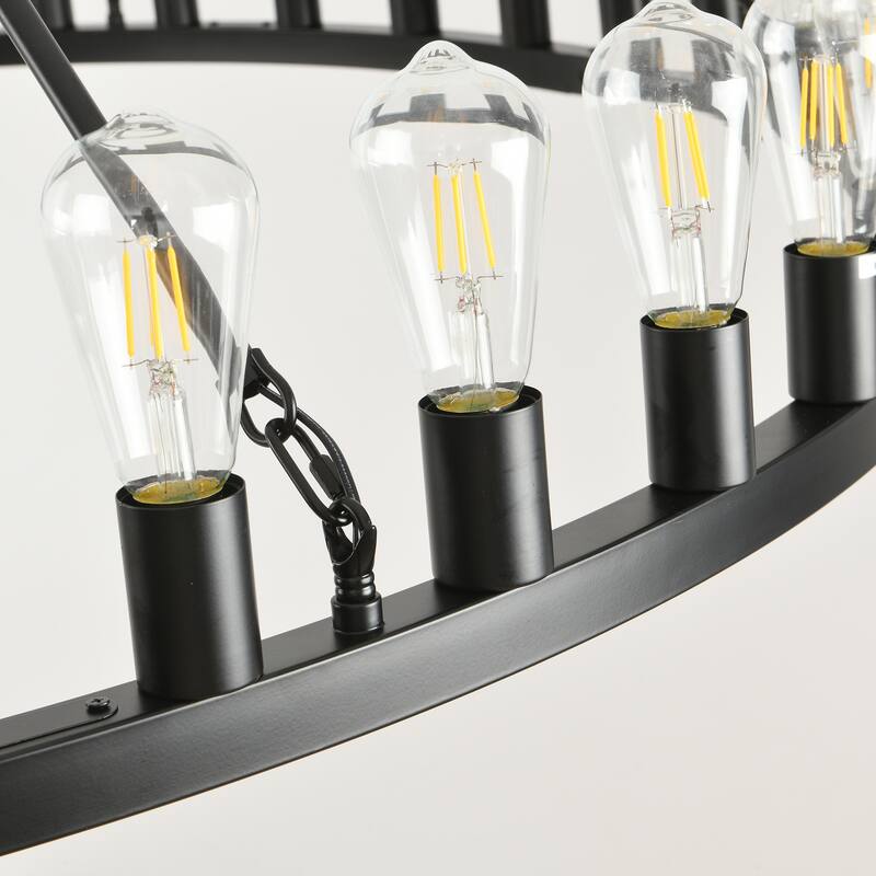 64 Inch Black Extra Large Chandelier, 42-Lights Industrial Round High Ceiling Pendant Light Adjustable Chain,-E26