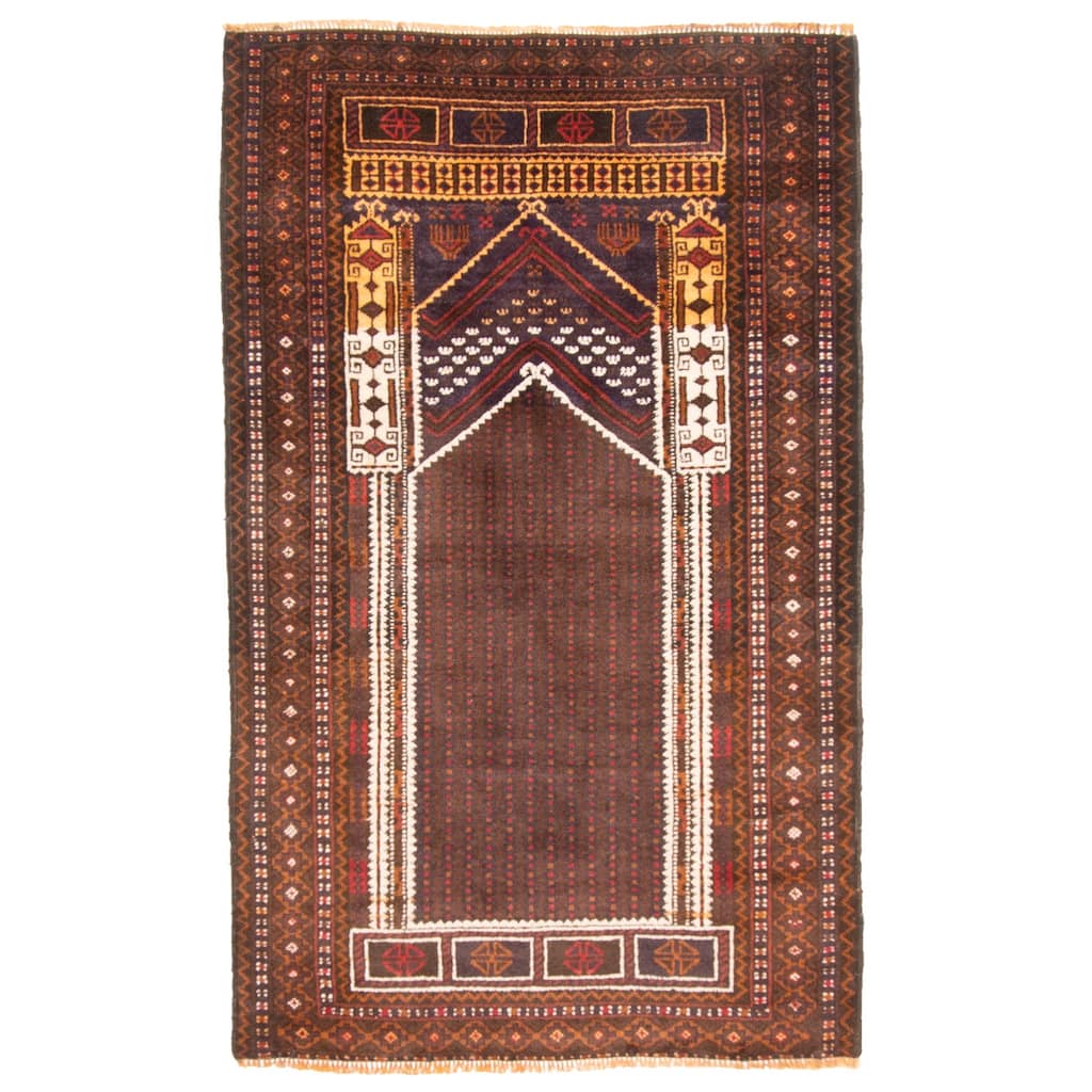 ECARPETGALLERY Hand-knotted Teimani Dark Brown Wool Rug - 2'11 x 4'7
