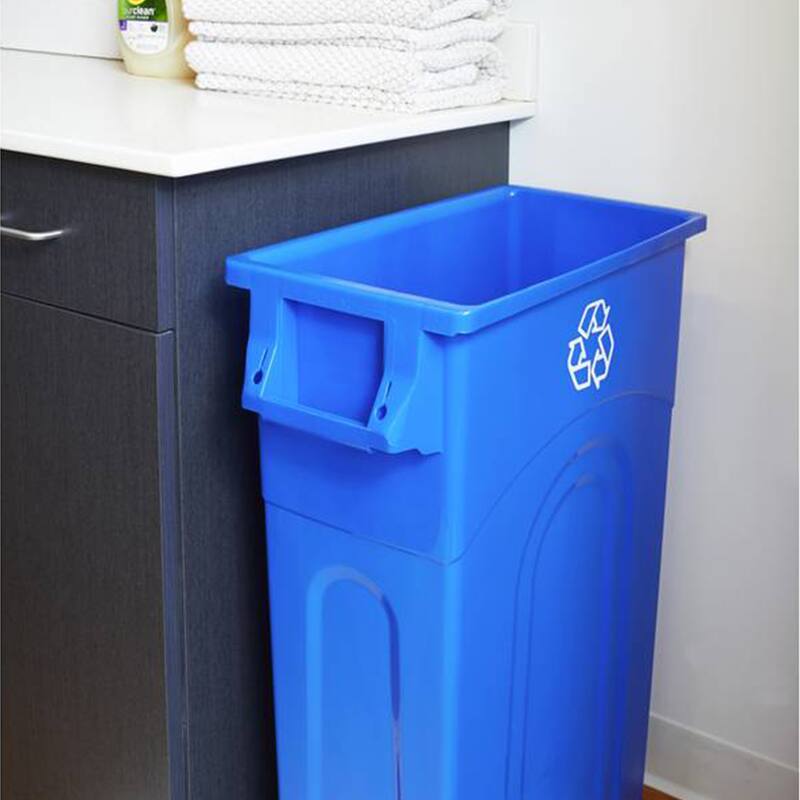United Solutions 2 Pack 23 Gal Kitchen Trash Can Garbage Bins, Highboy, Blue - 13.14
