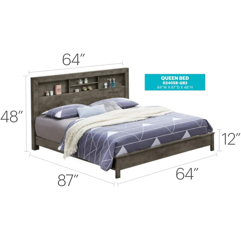 Elegant Transitional Gray Frame Bed, Durable Design for Daily Use