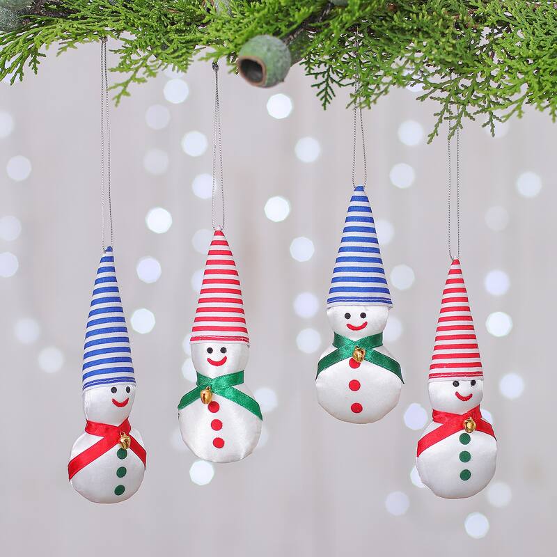 Novica Handmade Snowy Kids Satin Ornaments (Set Of 4)