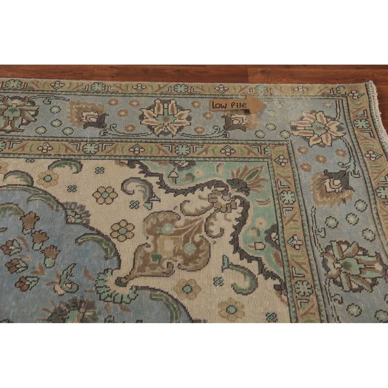 Light Blue Tabriz Persian Area Rug Hand-Knotted Oriental Wool Carpet - 7'10"x 11'1"