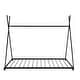 preview thumbnail 34 of 32, Metal Twin Size Simple House Platform Kids Bed Frame with Triangle Structure and X-Shaped Safety Railings for Bedroom, Pink