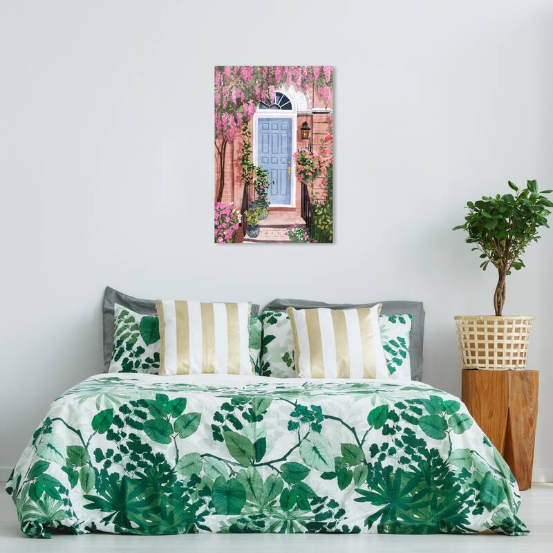 Wynwood Studio Canvas Floral and Botanical Door entrance blooms Pink and Modern & Contemporary Wall Art Canvas Print - 24 x 36