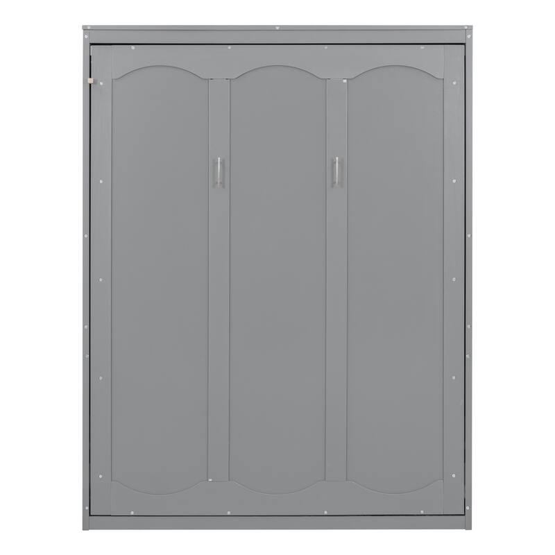 Queen Apartment Cabinet Wall Bed Murphy Bed With A 2-Layer Cabinet, Grey