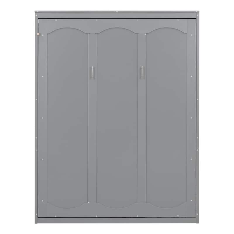 Queen Size Smart Murphy Bed - Space-Saving Wall Bed with 2-Tier Storage Cabinet