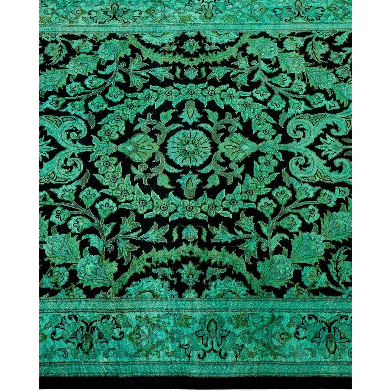 Overton Hand Knotted Wool Vintage Inspired Modern Contemporary Overdyed Black Runner Rug - 2' 6" x 11' 9"