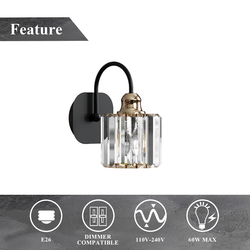 ExBrite Modern Rose Gold Dimmable Bathroom Crystal Vanity Lights