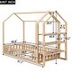 preview thumbnail 6 of 14, Twin Size Wood Kid's Bed, House Bed with Fence and Customizable Storage Shelves