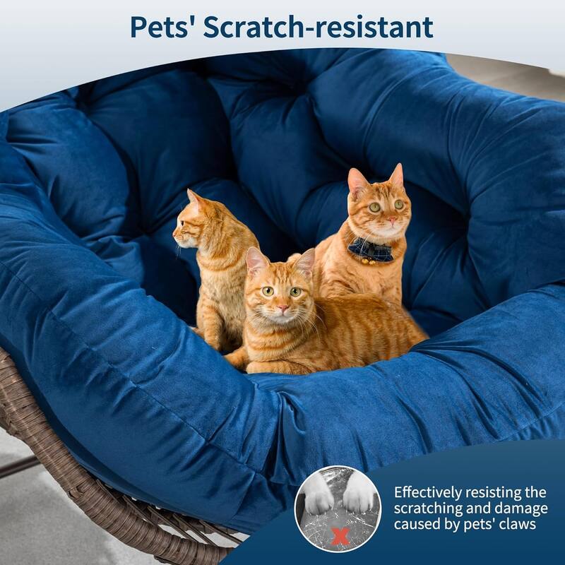 Outdoor Rattan Rocking Chair,Padded Cushion Rocker Recliner Chair Outdoor for Front Porch, Living Room, Patio, Garden