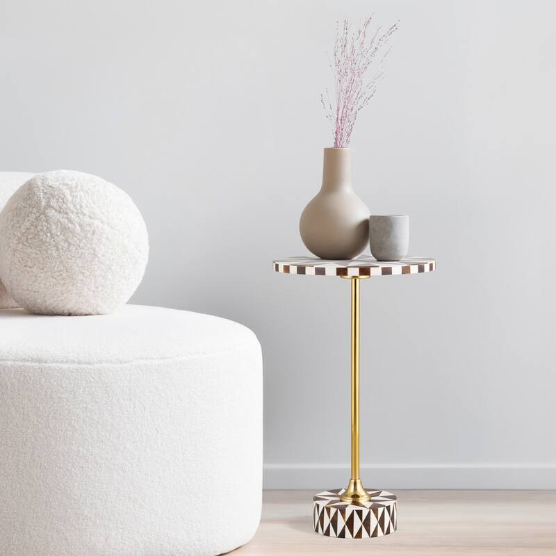 Evelyn 23.5" Metal/Cork Round End Table, by JONATHAN Y