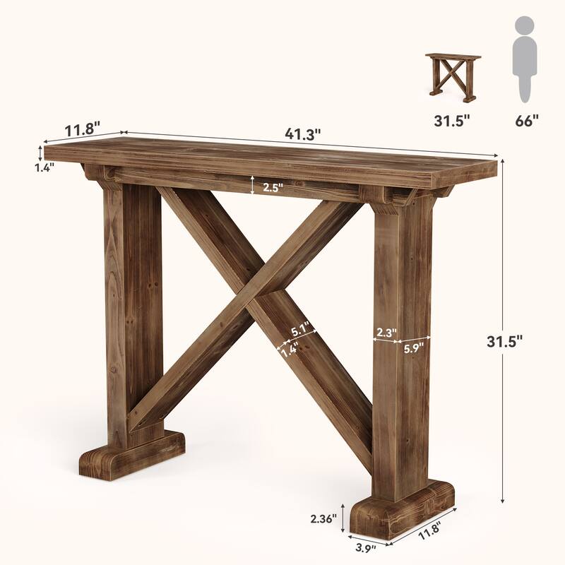 Solid Wood Narrow Entryway Console Table