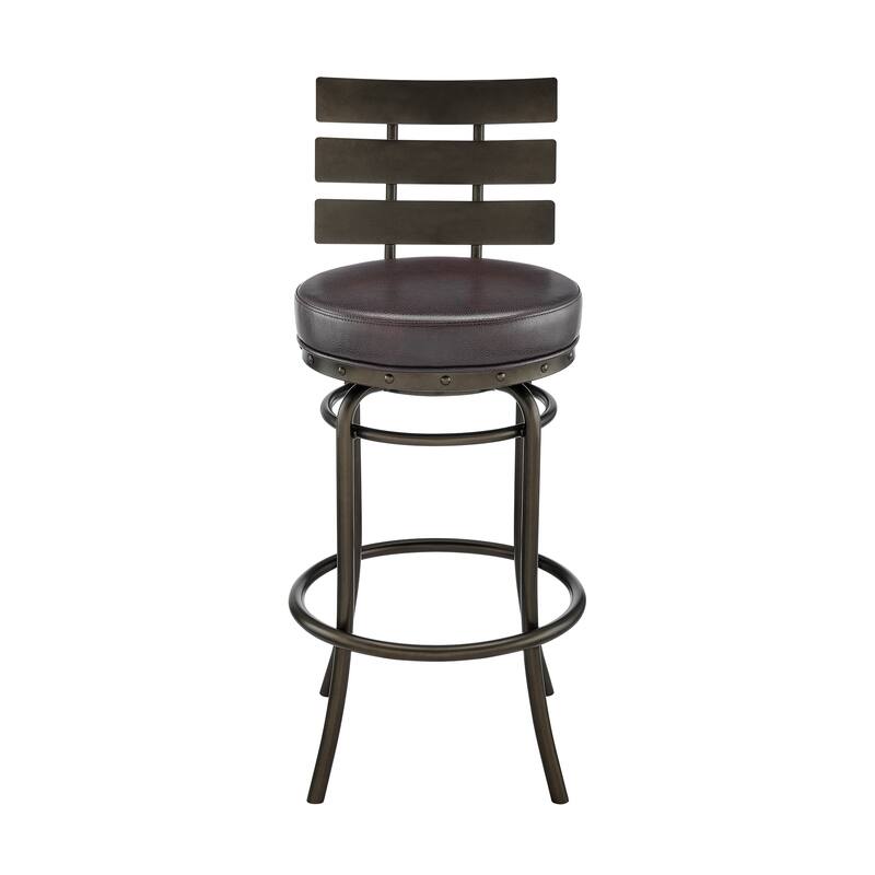 Natya Modern Swivel Counter/Bar Stool in Faux Leather and Metal