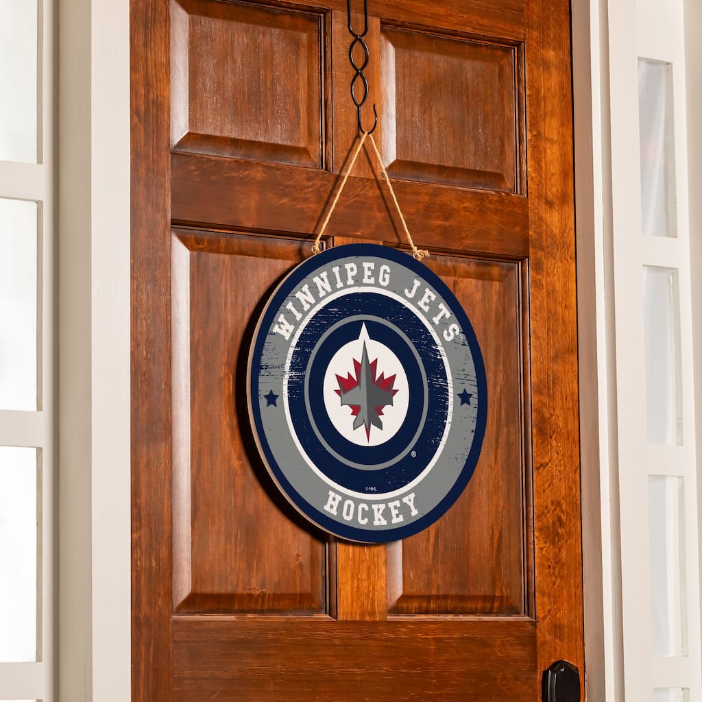 Winnipeg Jets Wooden Door Decor Wall Sign - Multi-Color