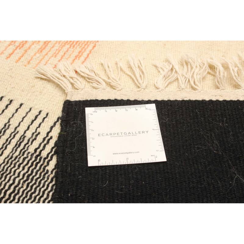 ECARPETGALLERY Flat-Weave Ankara FW Cream Wool Kilim - 5'1 x 7'6