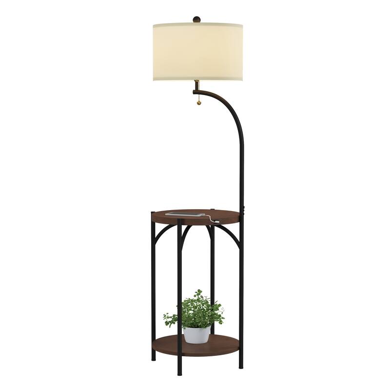 Lavish Home LED Floor Lamp and Table with USB Port - ‎16 in x 16 in 58 in