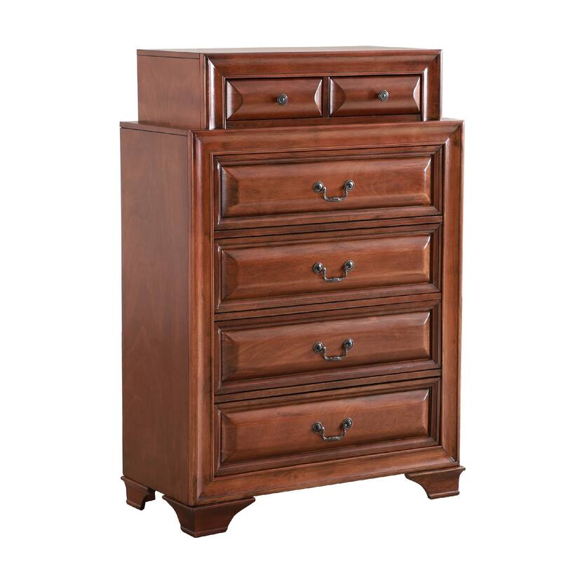 7-Drawer Wooden Bedroom Chest - 52" - Brown