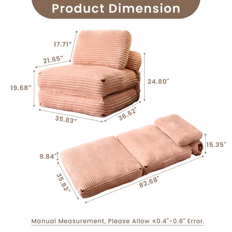 OVIOS Corduroy Foldable Compressed Sleeper Sofa