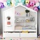 preview thumbnail 11 of 16, Twin Size Wooden House Bed Kids Bed with 2 Drawers and Storage Shelf