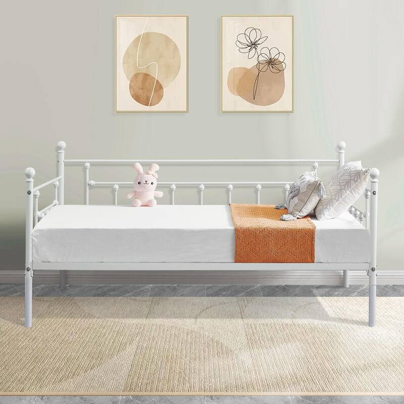 Daybed Frame, Twin Size Metal Platform Bed with Headboard,Heavy Duty Steel Slats Support for Living Room Bedroom Guest Room