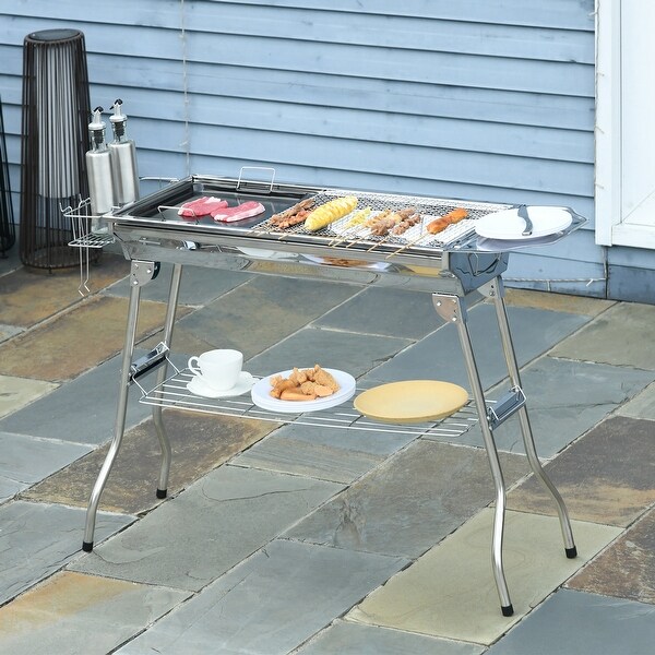 Charcoal Grill, Stainless Steel Portable Folding BBQ,Outdoor