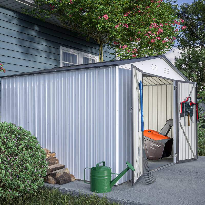 10' x 8' Outdoor Large Storage Shed, Metal Tool Sheds, Lockable - 10X8 FT