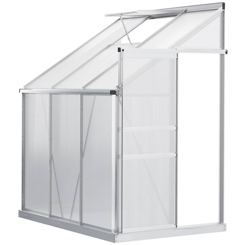 6.3'x4.2'x7' Wall-Mounted Greenhouse Aluminum Alloy Frame with UV Protection Polycarbonate Roof