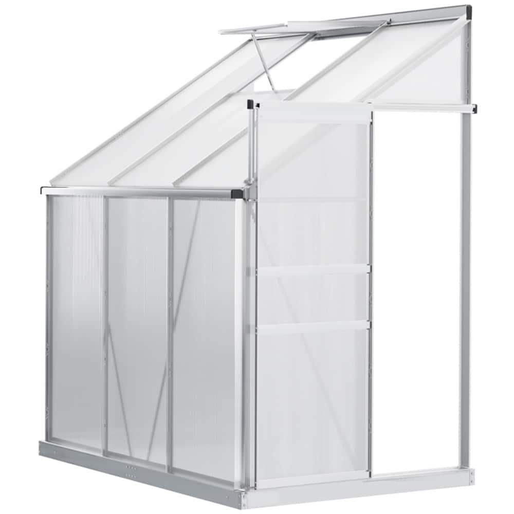 6.3'x4.2'x7' Wall-Mounted Greenhouse Aluminum Alloy Frame with UV Protection Polycarbonate Roof