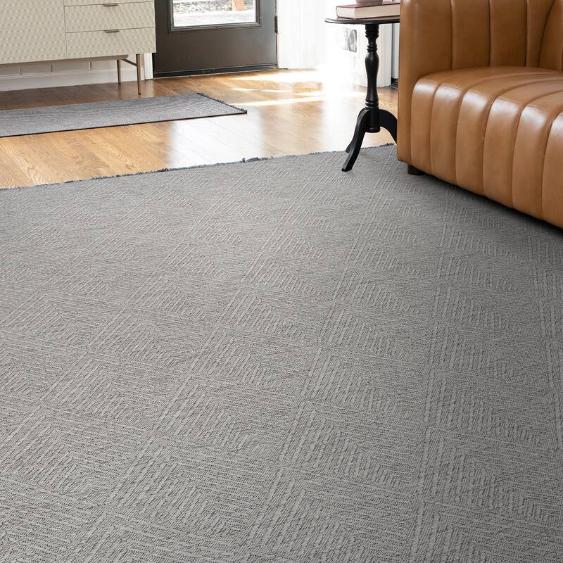 Alameda Solid Color Chevron Machine Washable Indoor Area Rug - 7'9'' x 10'3'' - Light Gray/Stone Grey