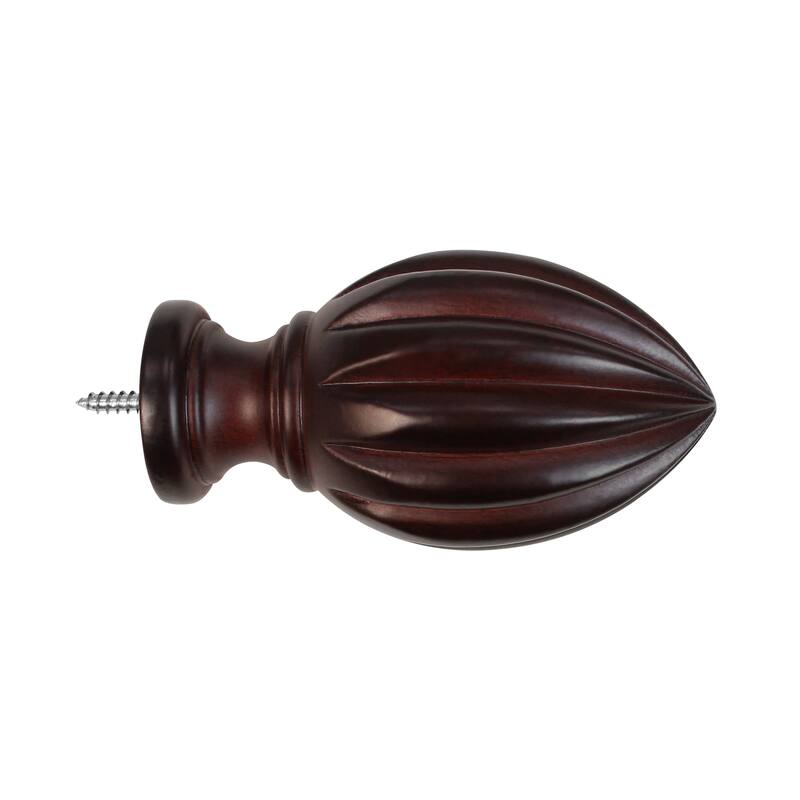 Mix & Match Wood Finials for Wood Curtain Rod (2-Pack) - Bullet - Antique Mahogany