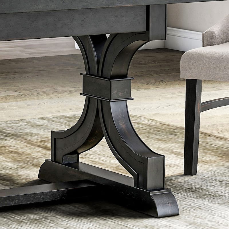 Furniture of America Kieran Farmhouse Black 79-inch Solid Wood Dining Table