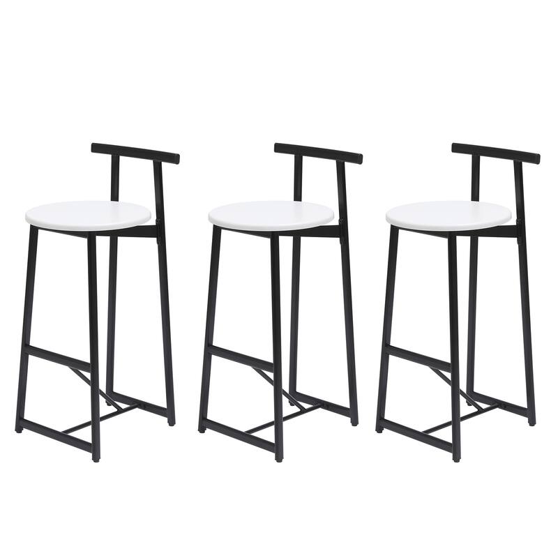 Bar Stools Kitchen Island Bar Chairs Set of 3 Metal Counter Barstools with Backrest for Dining Pub Room