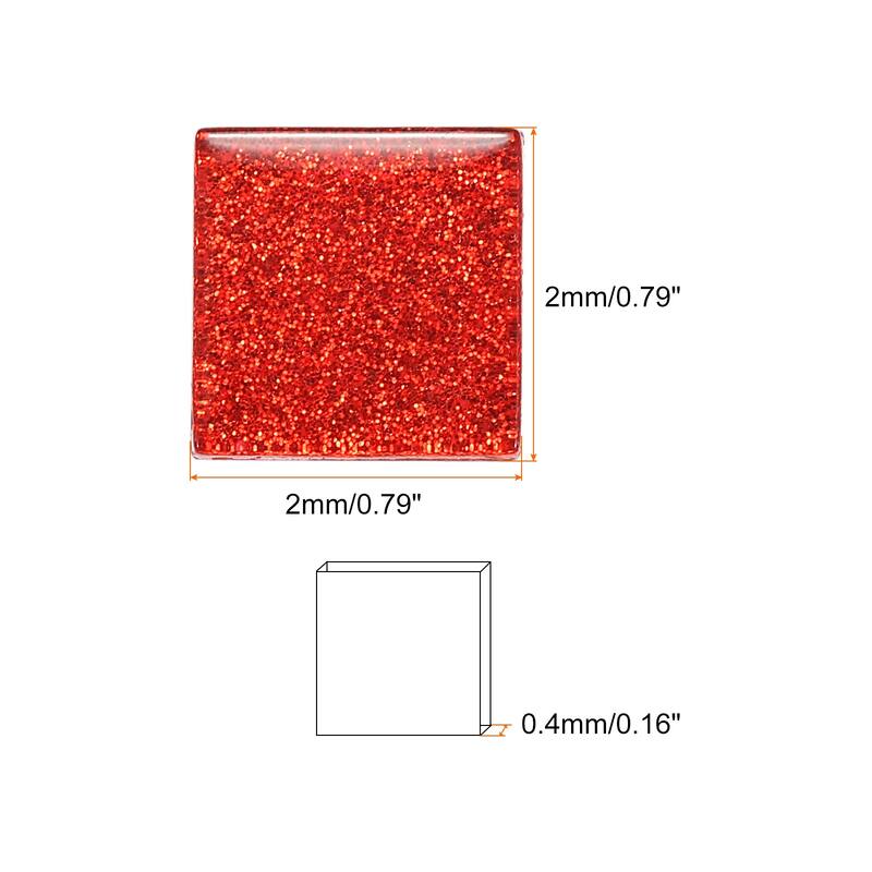 Mosaic Tiles, Glass Tiles 2 x 2cm for DIY Crafts, 50pcs 200g - Red