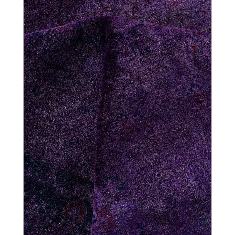 Overton Handknotted Wool Vintage Inspired Contemporary Overdyed Purple Area Rug - 12' 5" x 12' 1"