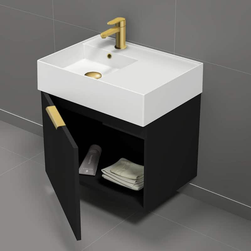 Nameeks Derin-2417-W-S-L Derin 24" Wall Mounted Single Basin Vanity