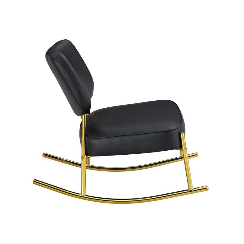 PU/Teddy suede material cushioned rocking chair with metal legs