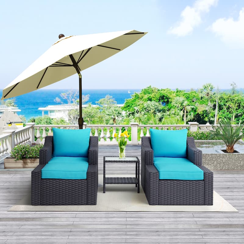 Royalcraft 5 Piece Wicker Outdoor Conversation Set with cushions