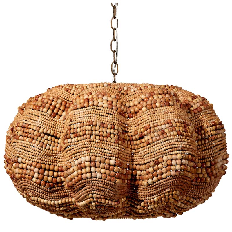 Jamie Young Clamshell Wood Beaded 4-Light Chandelier
