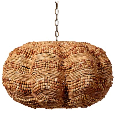Jamie Young Clamshell Wood Beaded 4-Light Chandelier