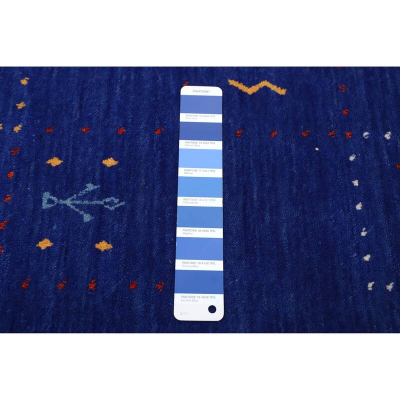 ECARPETGALLERY Hand Loomed Kashkuli Gabbeh Dark Blue Wool Rug - 5'4 x 7'8