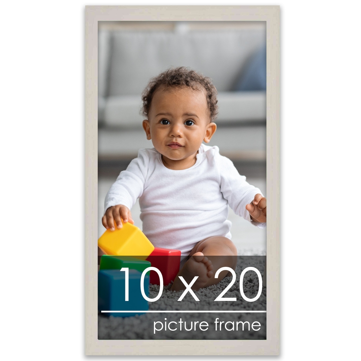 10x20 Traditional White Washed Complete Wood Picture Frame with UV
