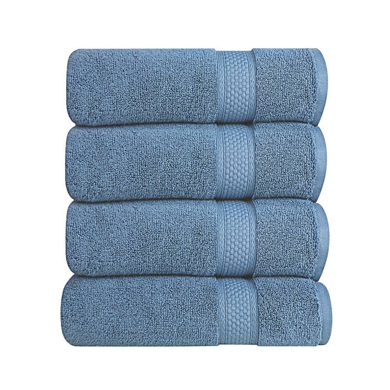 A1HC Wash Cloth Set, 500 GSM 100% Ring Spun Cotton, Oeko-Tex Green Certified, Zero Twist, Quick Dry & Highly Absorbent - 4 Piece Wash Cloth (13"x13") - Bjou Blue